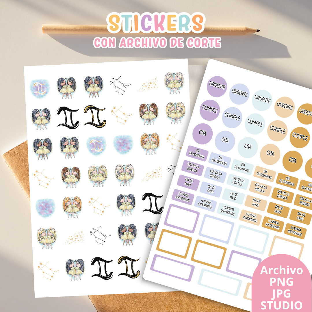 Stickers Kit 10 – 6 Planchas A5 + Archivo de Corte ✨📒