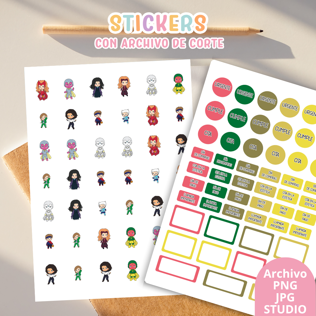 Stickers Kit 15 – 6 Planchas A5 + Archivo de Corte ✨📒