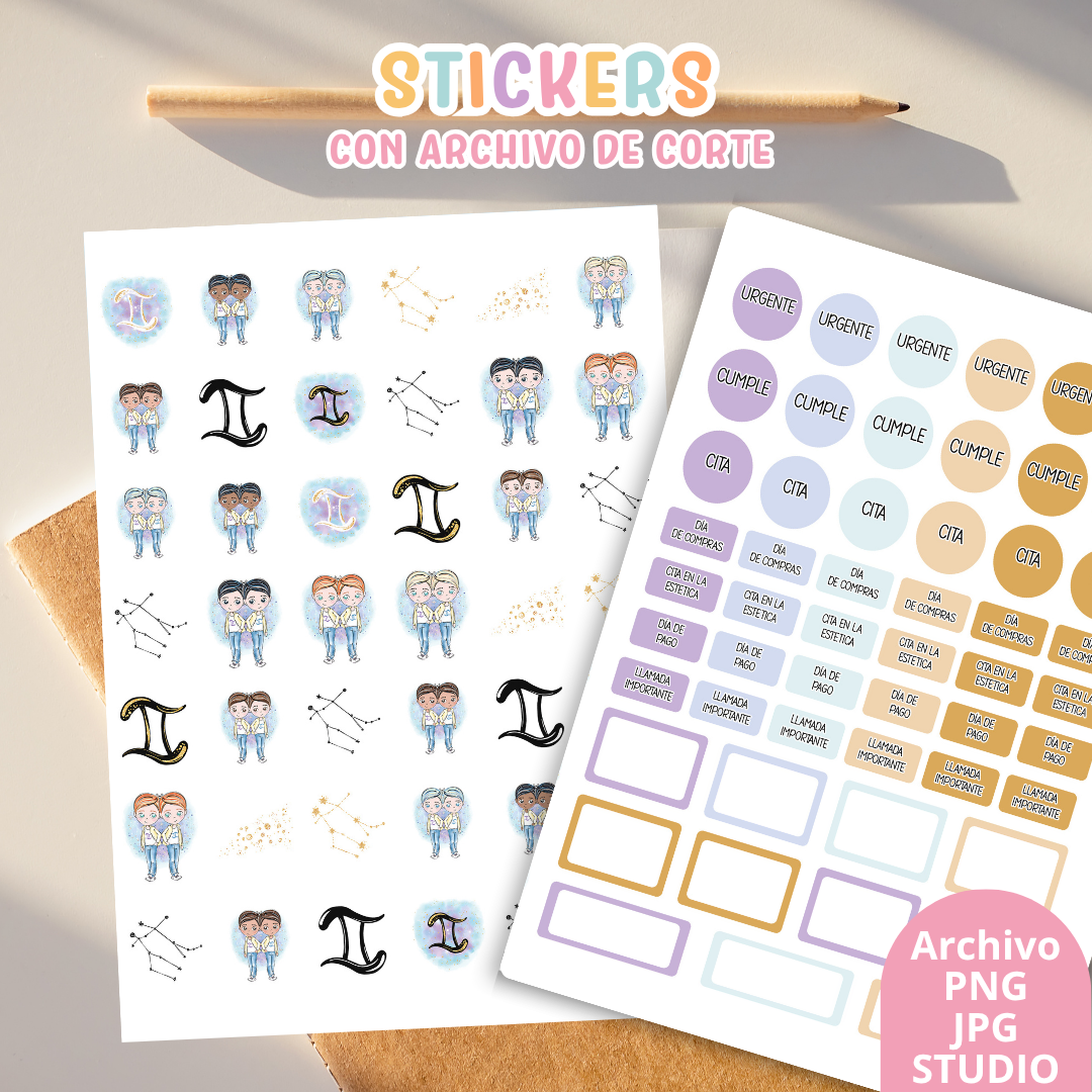 Stickers Kit 13 – 6 Planchas A5 + Archivo de Corte ✨📒