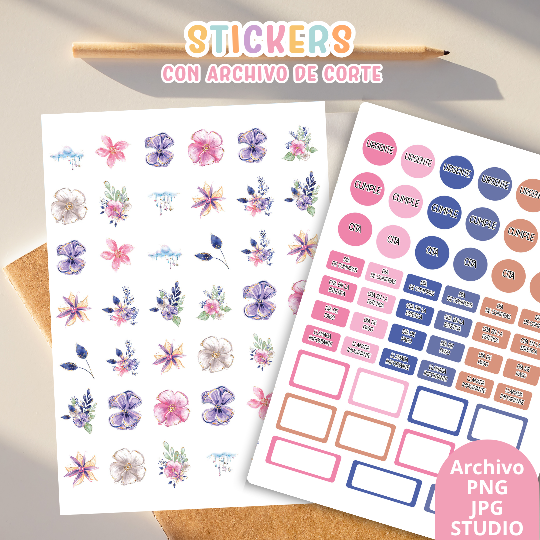 Stickers Kit 5 – 6 Planchas A5 + Archivo de Corte 💗✨