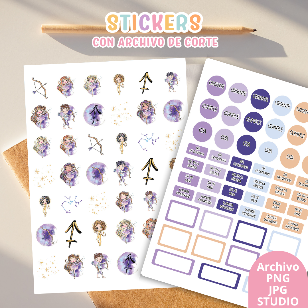 Stickers Kit 7 – 6 Planchas A5 + Archivo de Corte ✨📒