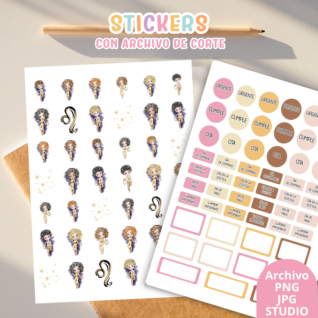 Stickers Kit 7 – 6 Planchas A5 + Archivo de Corte ✨📒