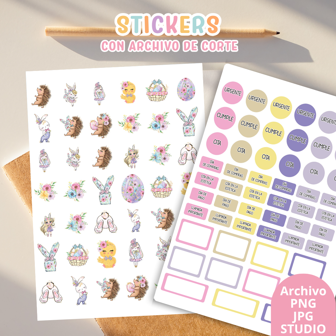 Stickers Kit 12 – 6 Planchas A5 + Archivo de Corte ✨📒