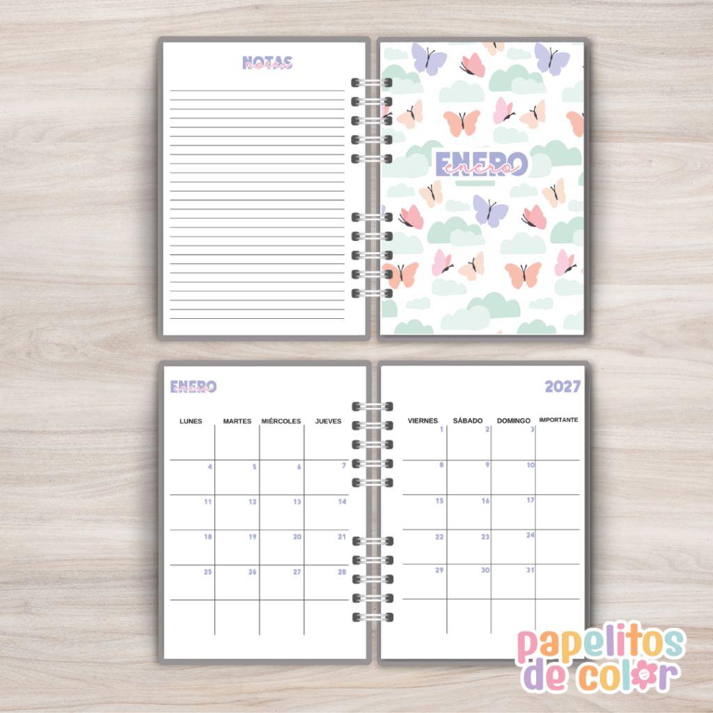 🦋 Agenda Semanal Mariposa 2027 ✨