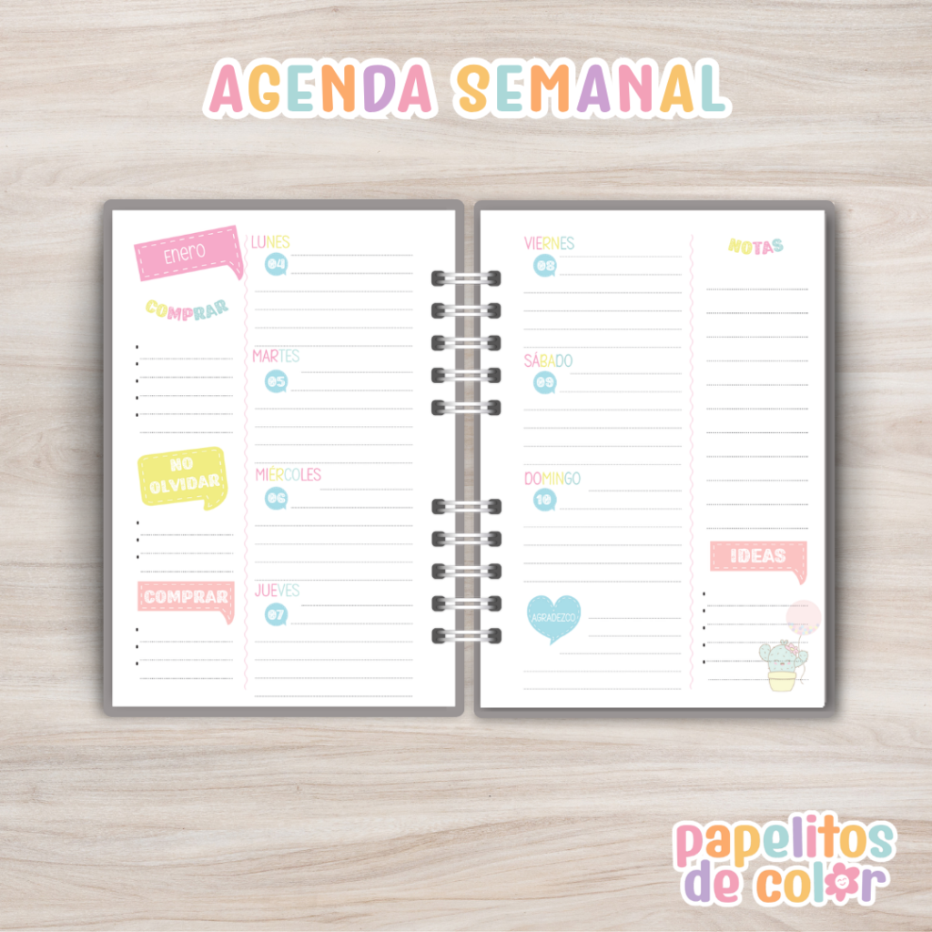 🌵 Agenda Semanal Cactus 2027 ✨