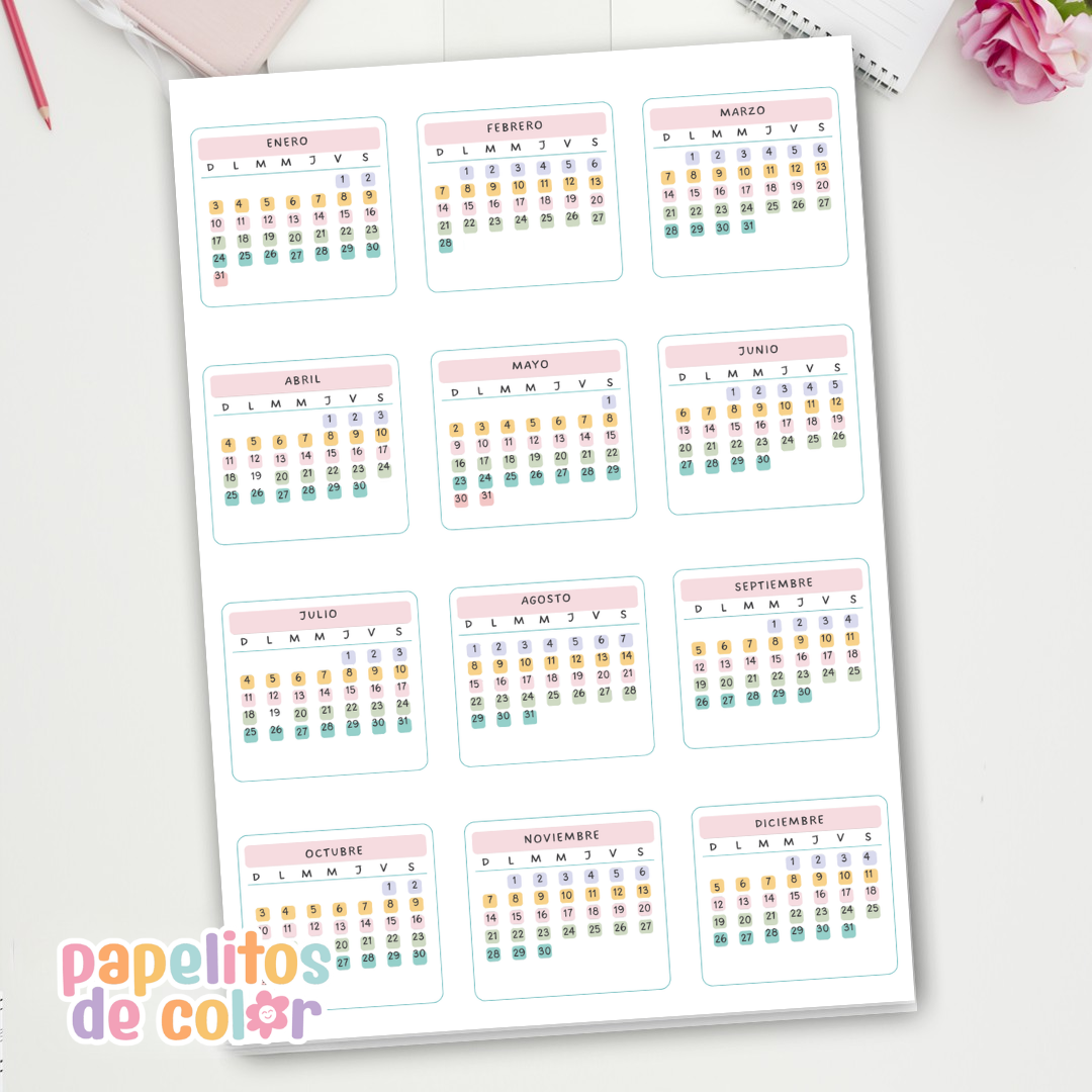 ✨Calendario Mignon Pastel 2027 📅