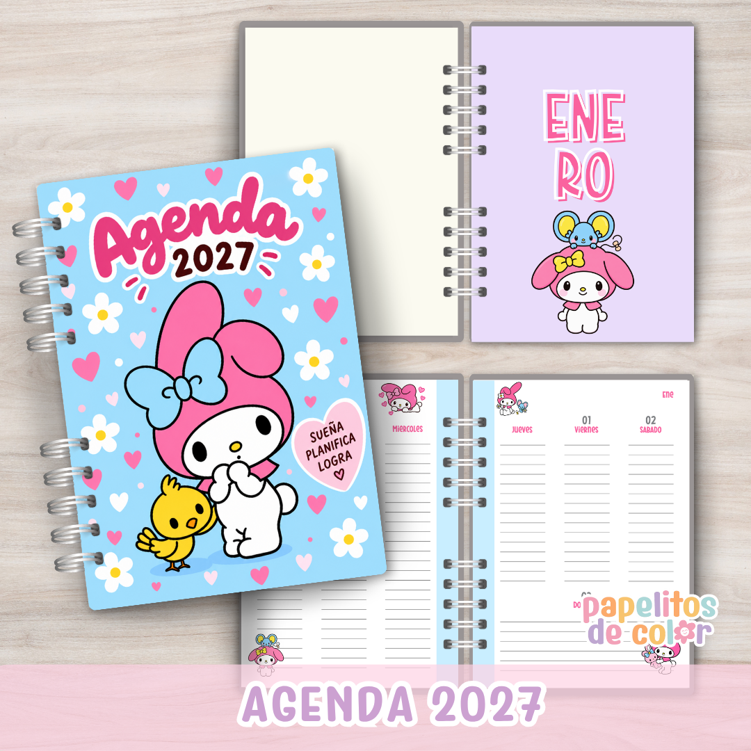 🎀Agenda Semanal My Melody 2027 🌸