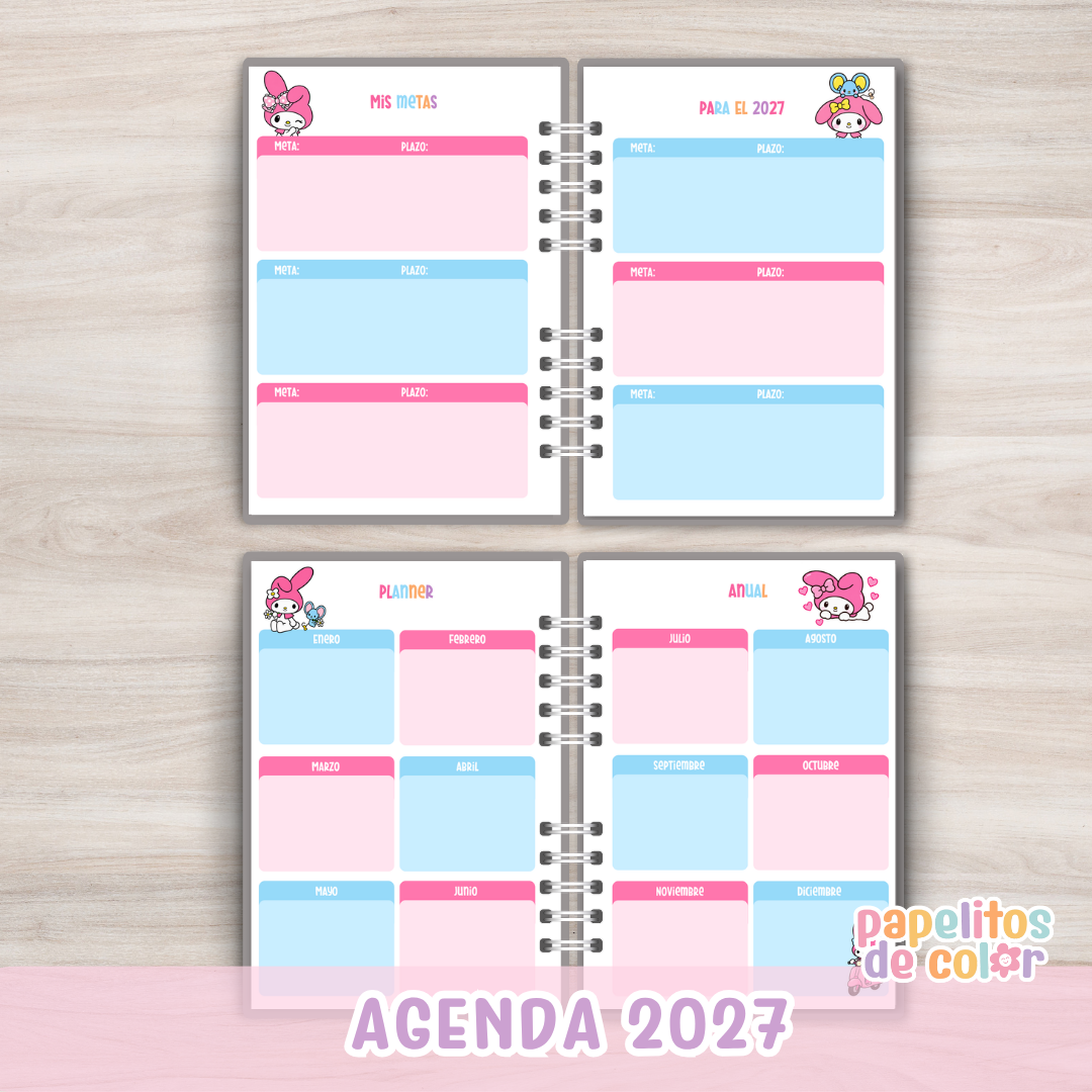 🎀Agenda Semanal My Melody 2027 🌸