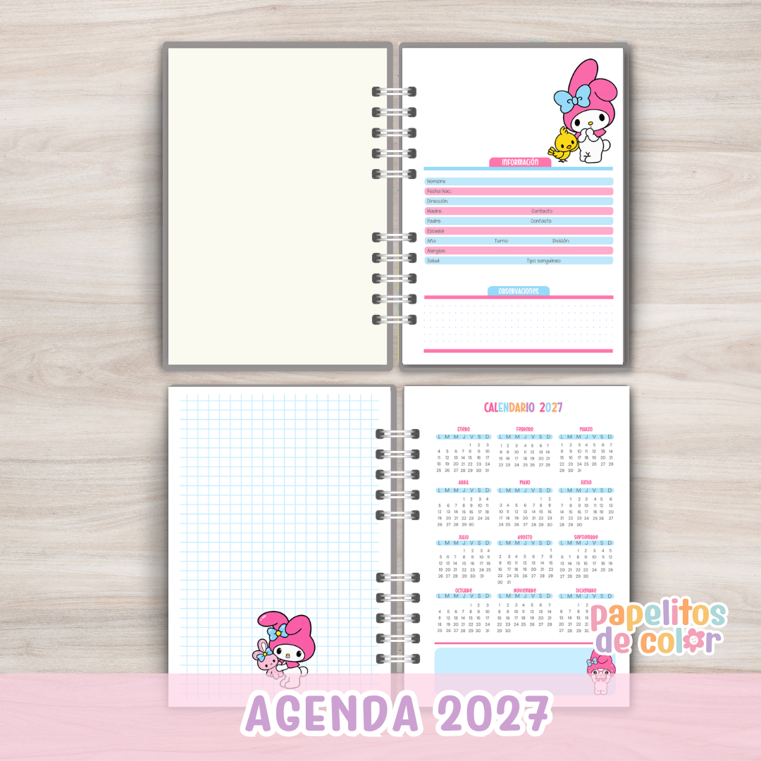 🎀Agenda Semanal My Melody 2027 🌸