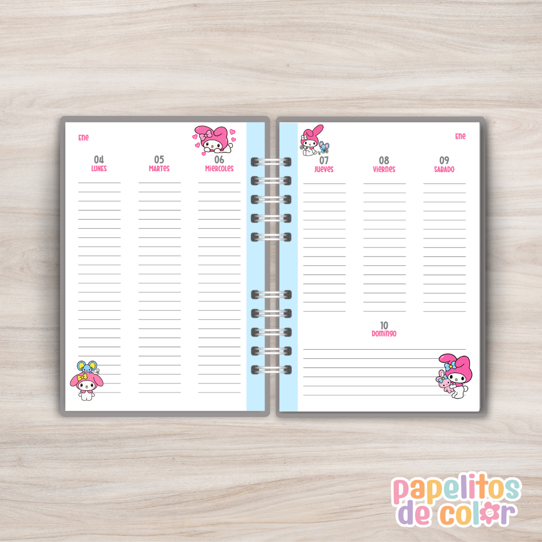 🎀Agenda Semanal My Melody 2027 🌸