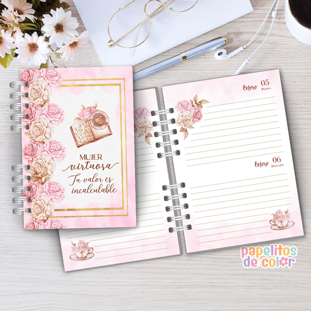 Agenda Rosas 2027 🌹 | 2 días por página
