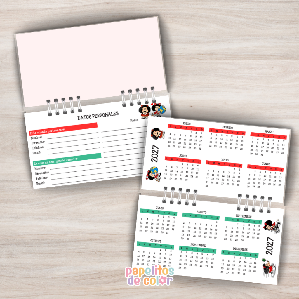Agenda Pocket Mafalda 🖤 Semanal - 2027