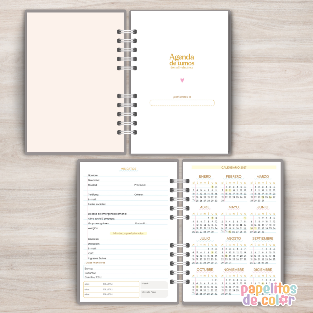 Agenda Profesiones 2027 💼✨ | Diaria con horarios