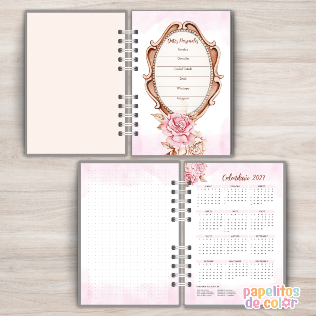Agenda Rosas 2027 🌹 | 2 días por página