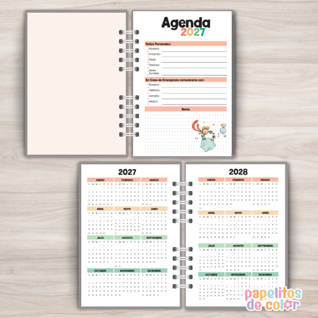 Agenda Semanal Principito 2027 ✨🌟