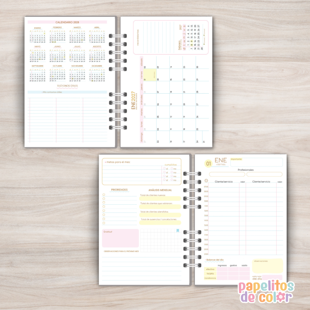 Agenda Profesiones 2027 💼✨ | Diaria con horarios