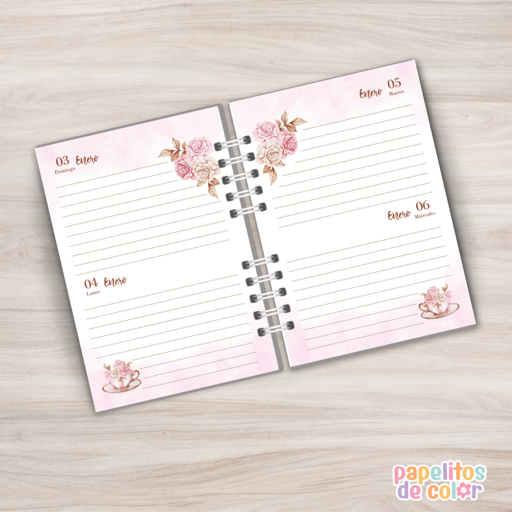 Agenda Rosas 2027 🌹 | 2 días por página