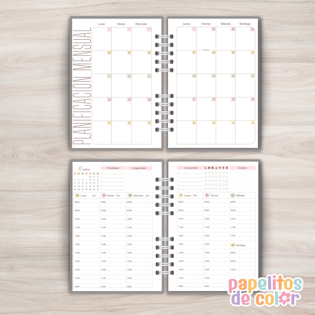 📒 Planner 2027 semanal con horarios