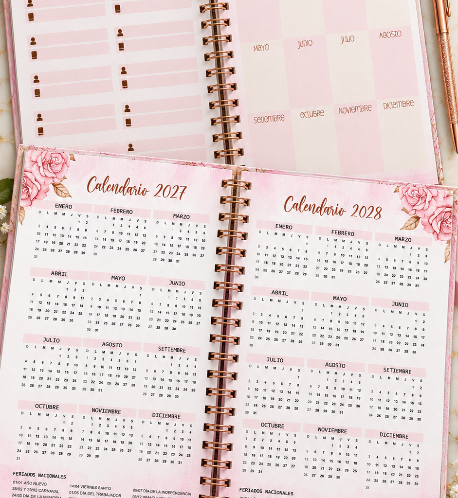 Agenda Rosas 2027 🌹 | 2 días por página