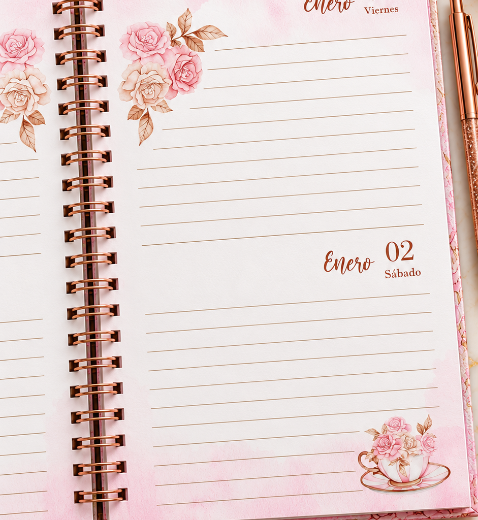 Agenda Rosas 2027 🌹 | 2 días por página